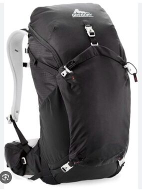Gregory Black Men's Trekking Backpack with White Harness Accents